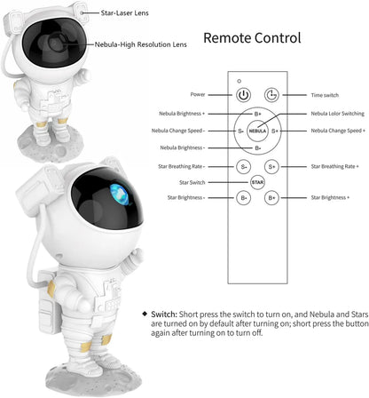 🌌 GlowHome AstroBeam – 360° Astronaut Galaxy Projector with Remote & Nebula Effects