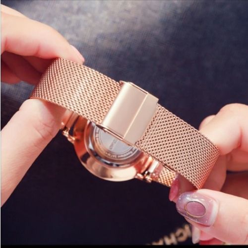 ⌚ GlowTime NoirElegance – Black & Rose Gold Minimalist Dress Watch