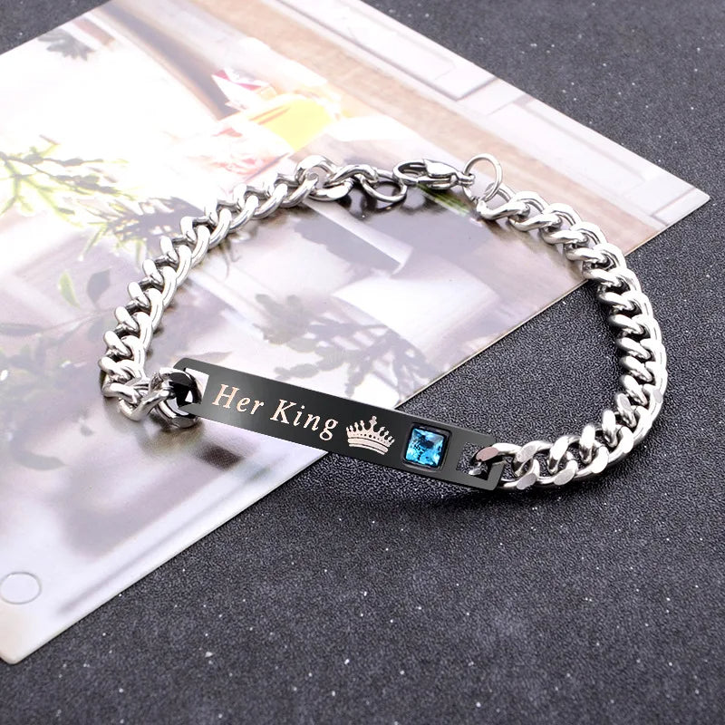 👑 GlowBond RoyalLink – "Her King & His Queen" Couple Bracelets