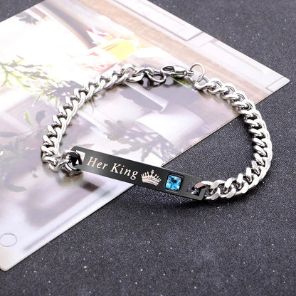 👑 GlowBond RoyalLink – "Her King & His Queen" Couple Bracelets