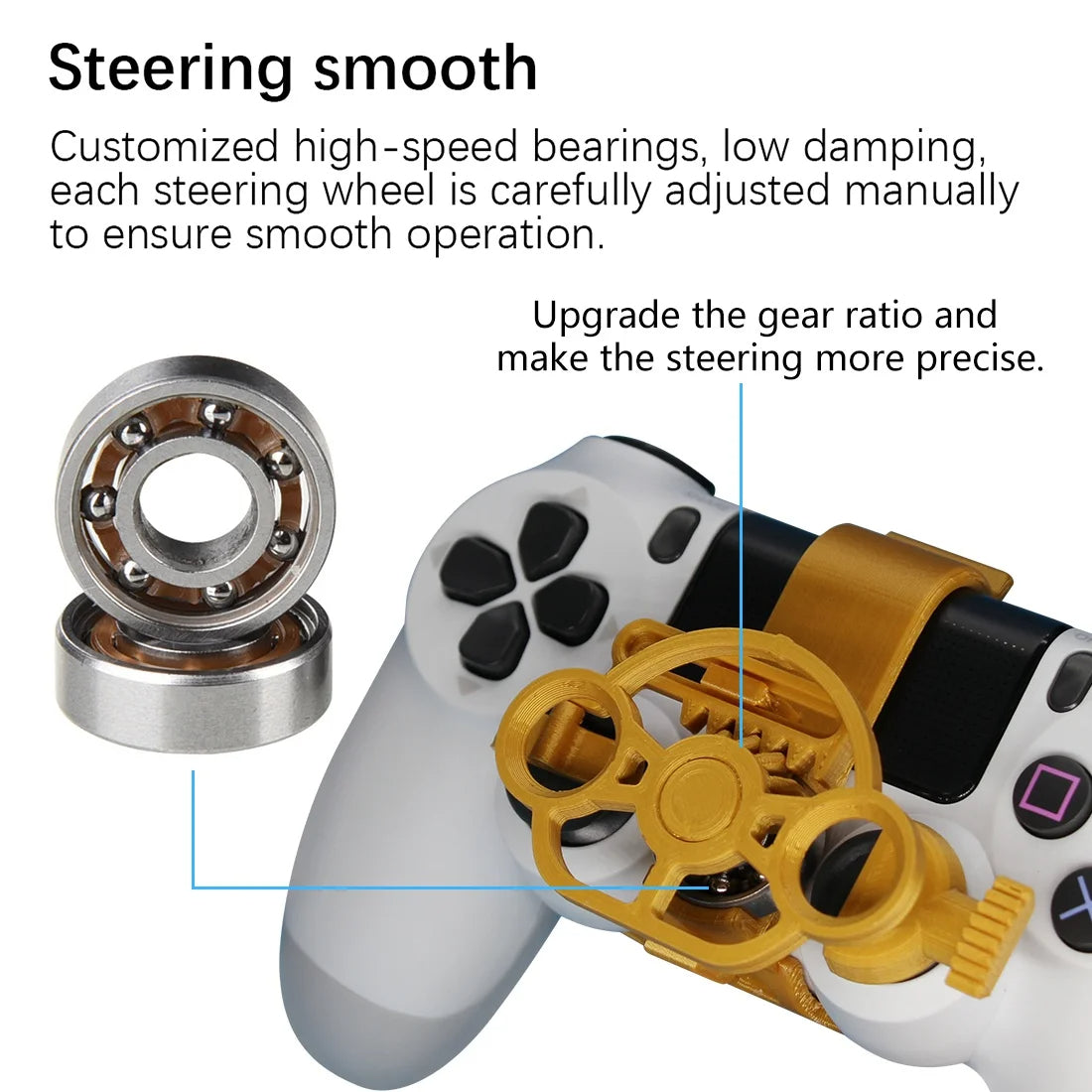 🕹 GlowPlay DriftGrip Mini – Compact Racing Wheel Add-On for PS4 Controllers