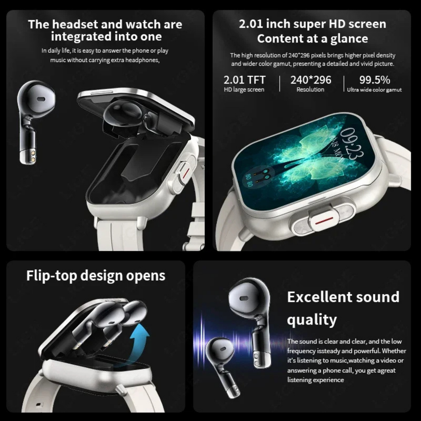 ⌚🎧 GlowTech SyncWear Duo – 2-in-1 Smartwatch with Built-In Bluetooth Earbuds