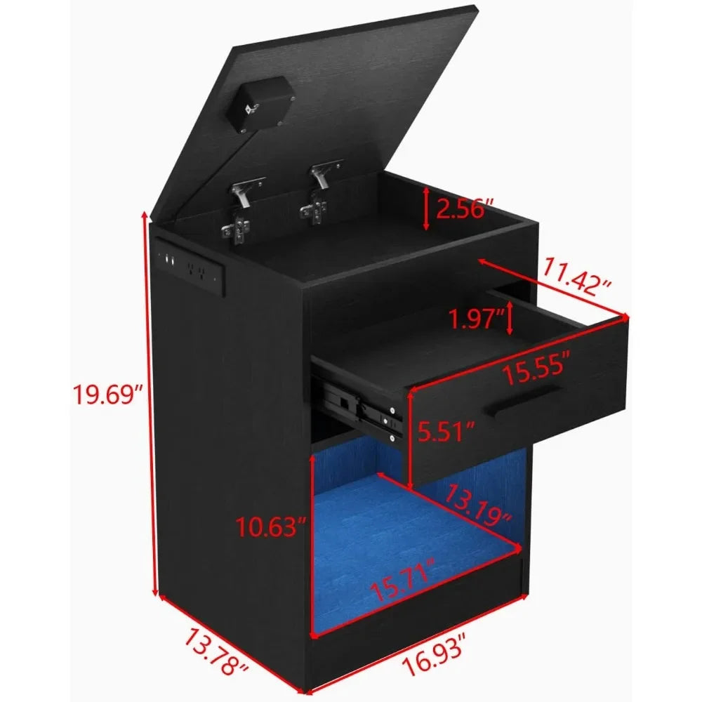 🛏 GlowHome VaultStand – RFID-Locking Smart Nightstand with Power & LED Lighting