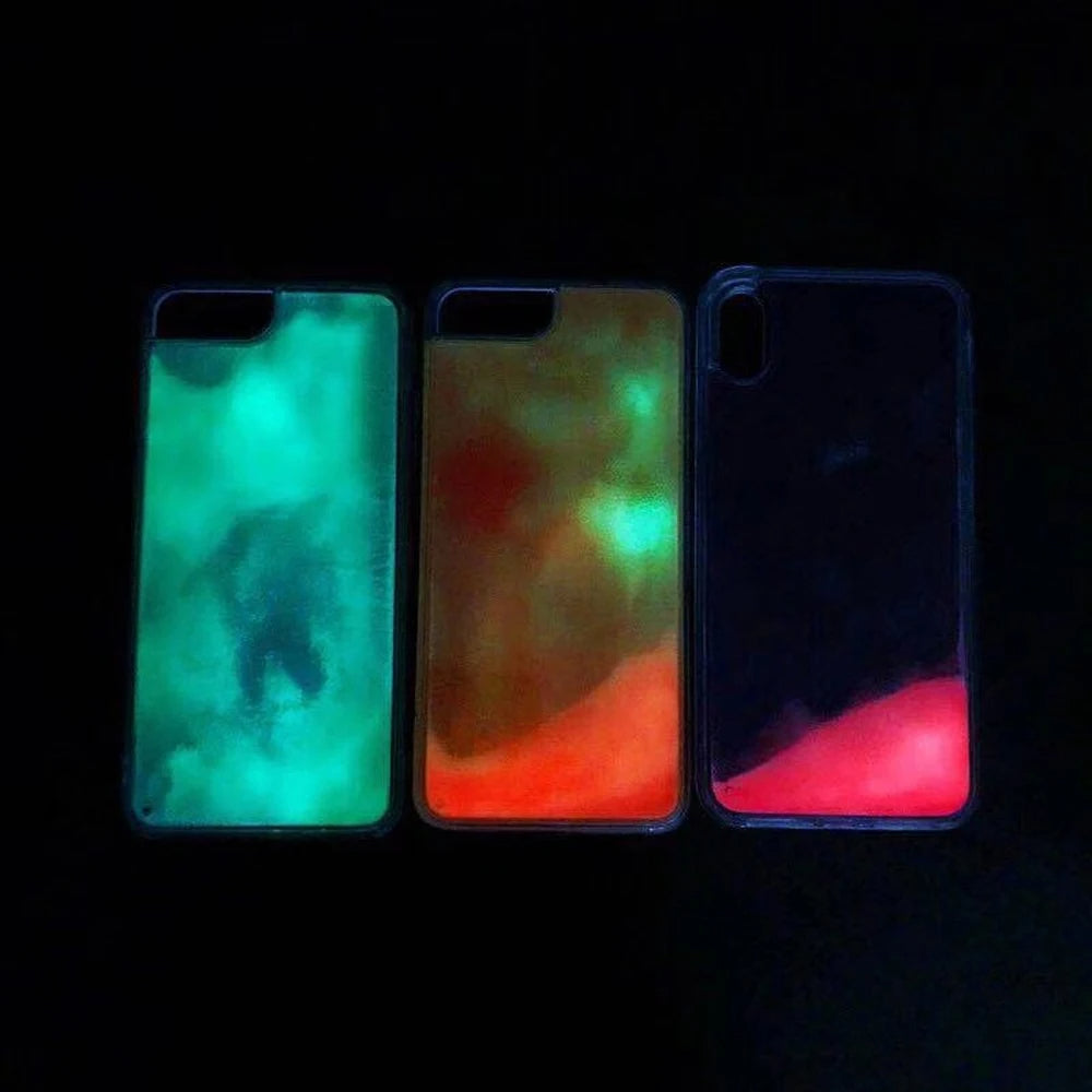 📱 ✨ GlowCase LiquidLuxe – Luminous Quicksand Glitter Transparent Shockproof iPhone Case
