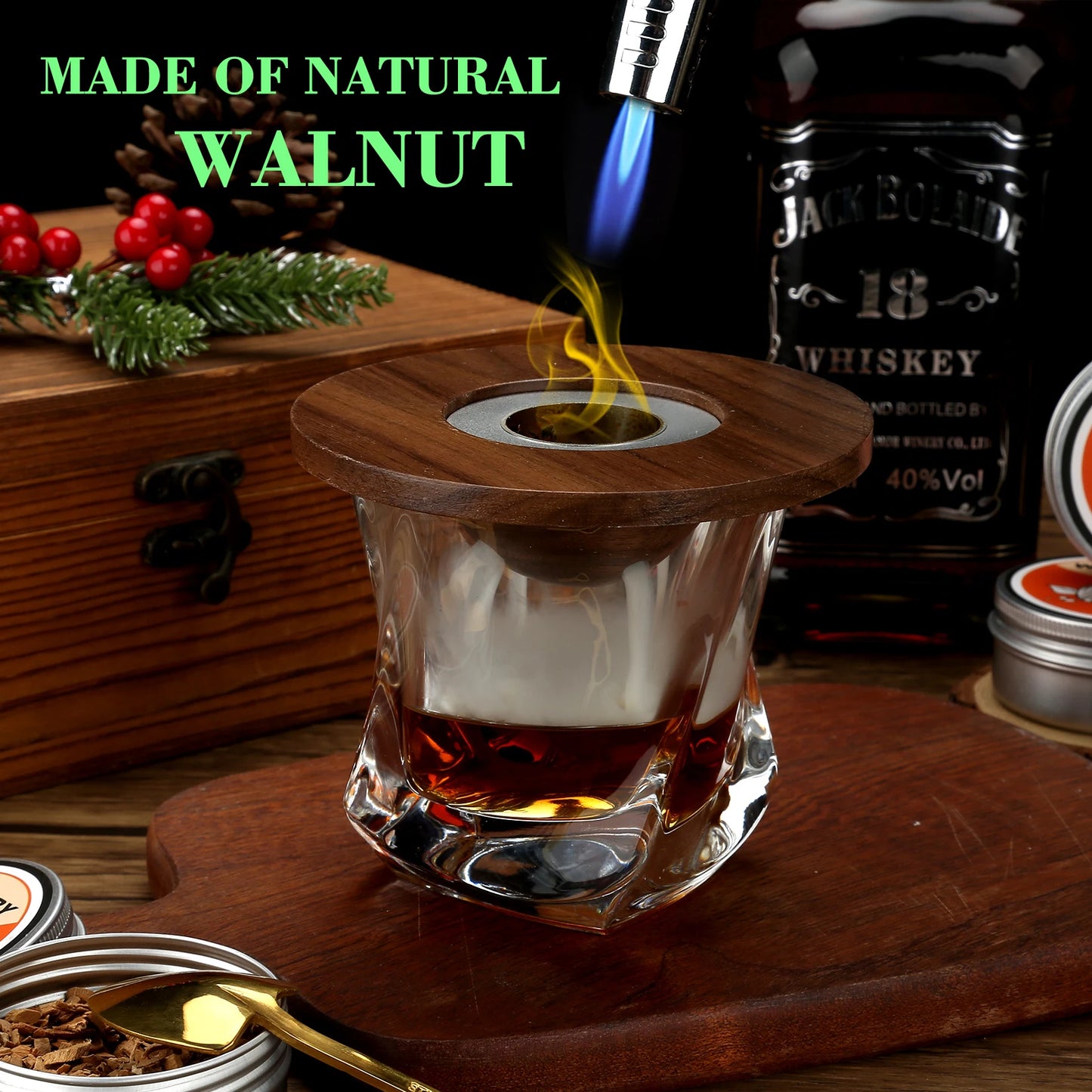 🥃 GlowBar SmokeCraft Kit – Premium Cocktail Drink Smoker with 4 Wood Chip Varieties