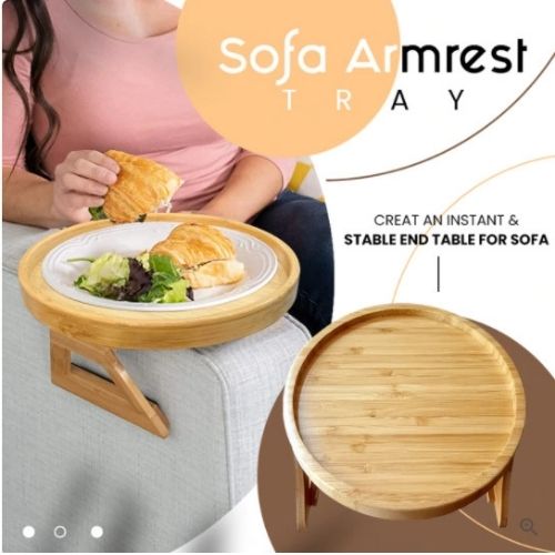 🪵GlowRest – Clip-On Bamboo Sofa Arm Tray