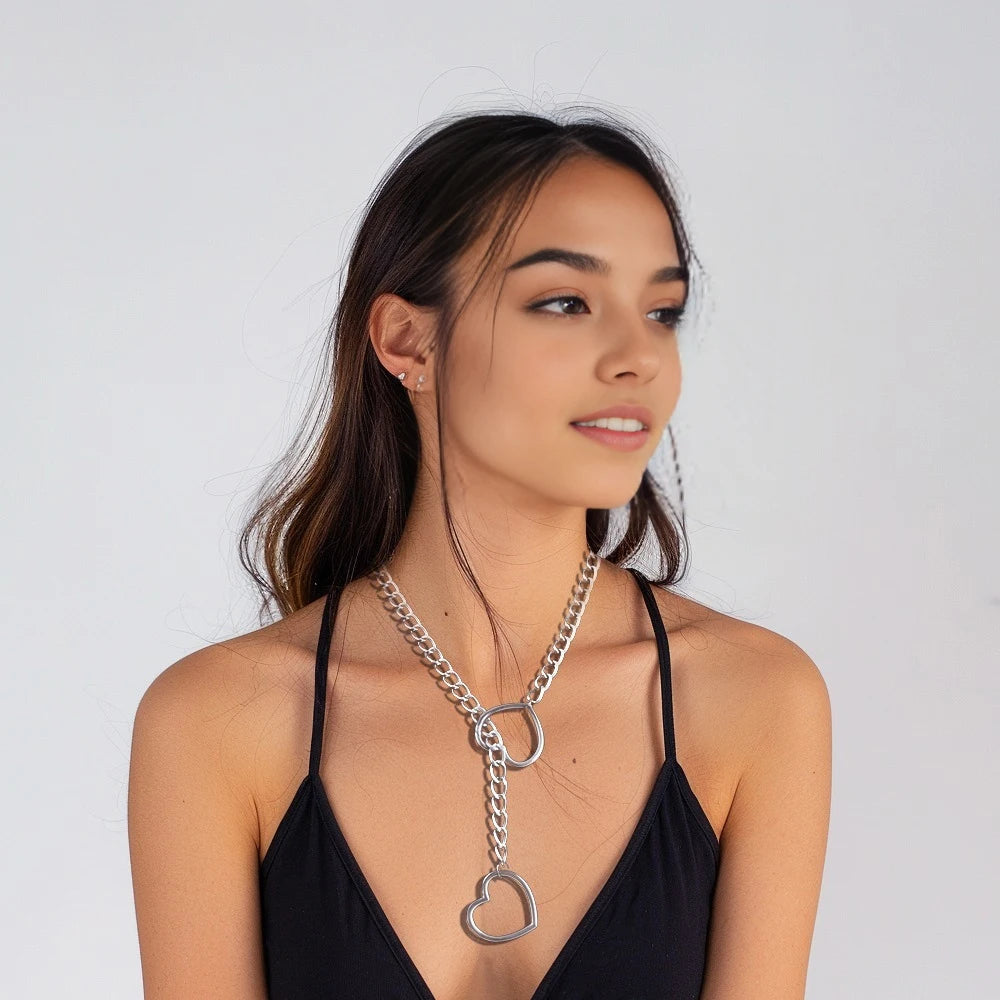 ❤️ GlowLuxe HeartTease Slip Chain Necklace – Adjustable Seductive Statement Choker