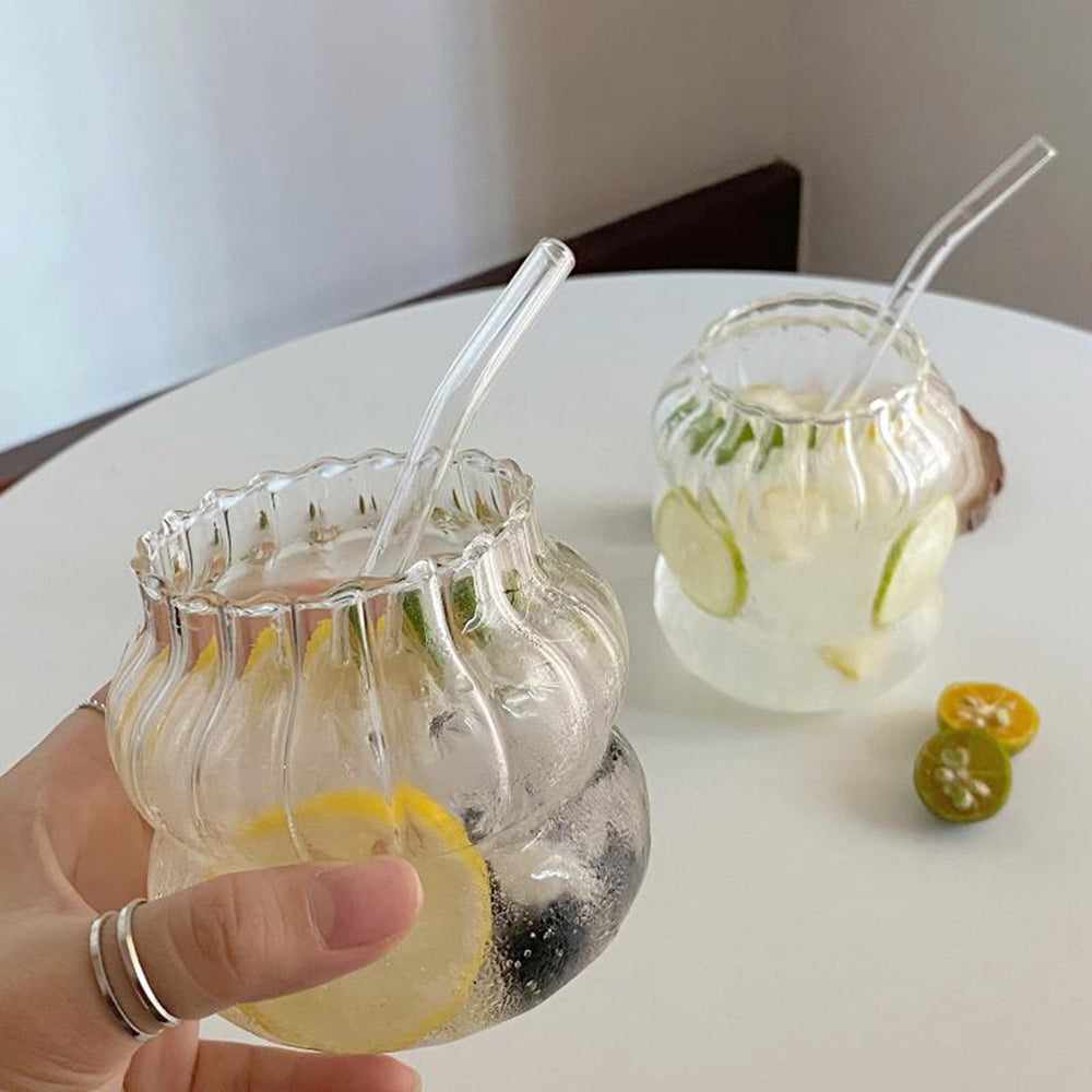 ☕ GlowSip RetroGlass – Striped Vintage-Inspired Coffee Tumbler