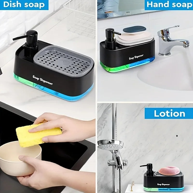 GlowClean - 3-in-1 Dual Soap Dispenser Set