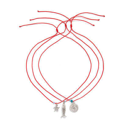Small fish shell pendant, collarbone chain, stacked wind disk, bead, multi-layer necklace for women