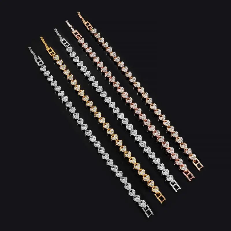 💎 GlowCharm LuxeLink – Roman Crystal Geometric Chain Bracelet