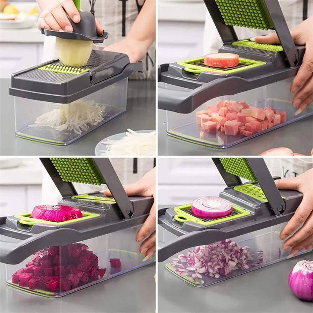 GlowChop - 12 in 1 Vegetable Cutter with Basket
