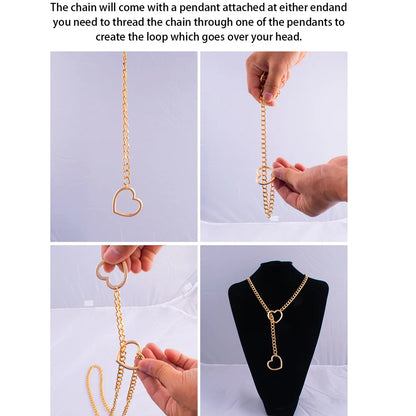 ❤️ GlowLuxe HeartTease Slip Chain Necklace – Adjustable Seductive Statement Choker