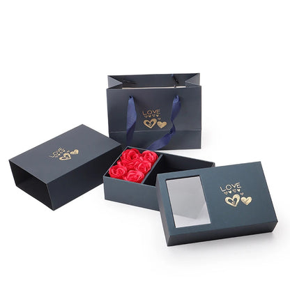 🌹 GlowLuxe LoveBloom Gift Box – Rose Keepsake with Four-Leaf Heart Necklace