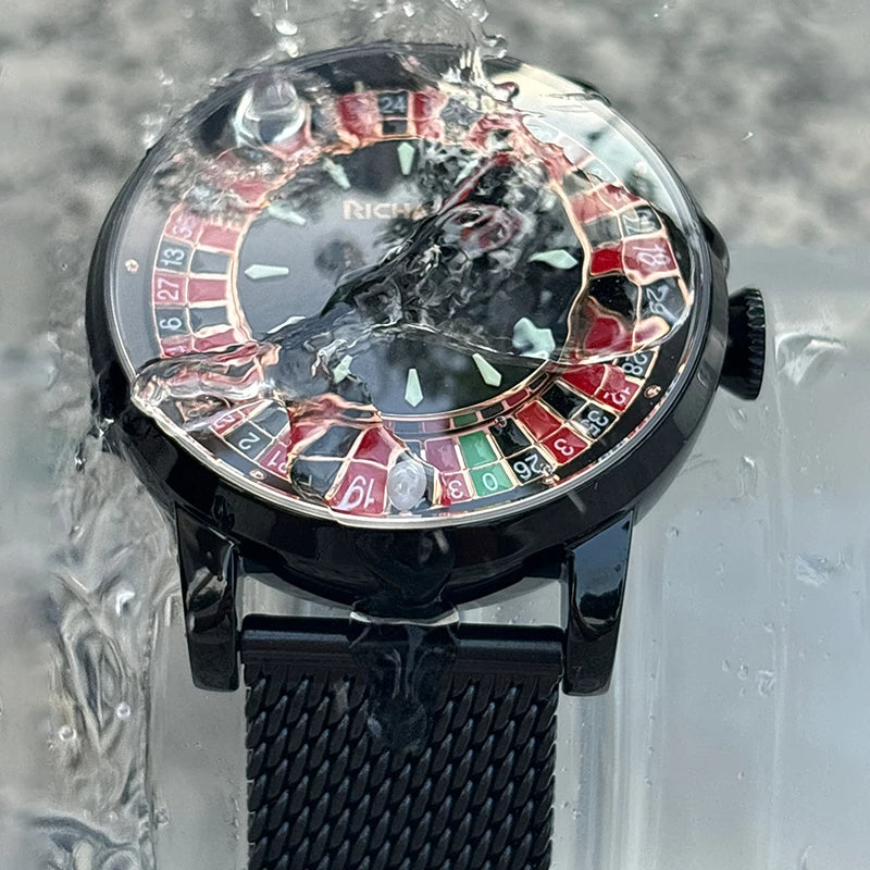 🎰 GlowTime CasinoSpin – NH35 Automatic Mechanical Watch with Functional Roulette Dial