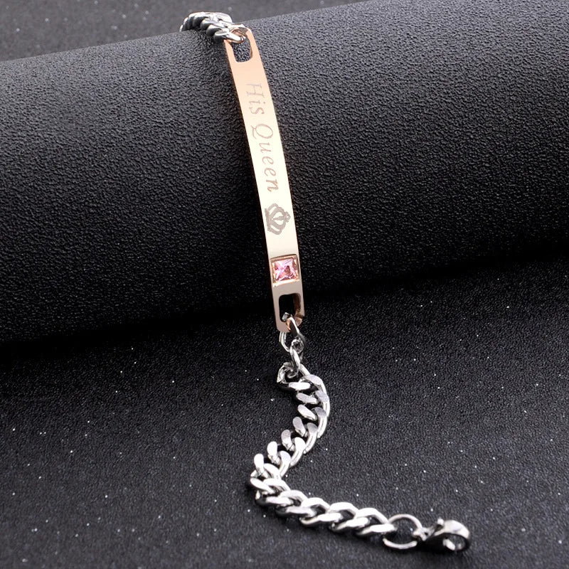 👑 GlowBond RoyalLink – "Her King & His Queen" Couple Bracelets
