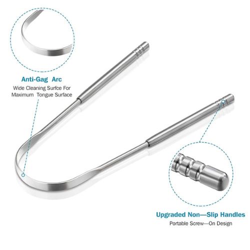 👅 GlowCare PureTongue – Stainless Steel Tongue Scraper with Double Handle Grip