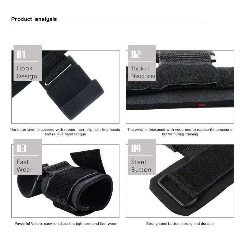 🏋️ GlowGrip PowerHooks – Heavy-Duty Weight Lifting Hooks with Padded Wrist Straps