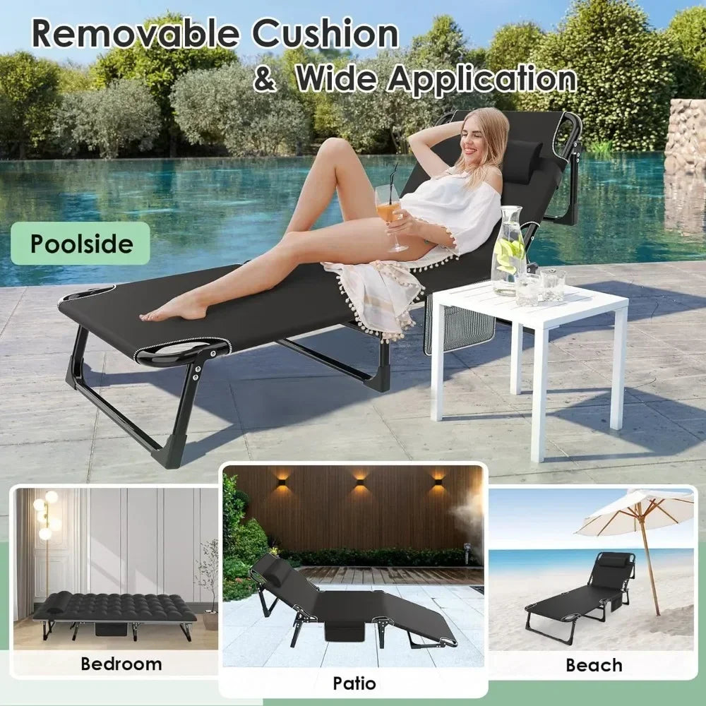 🏕 GlowEscape FlexRest Max – 3-in-1 Folding Camping Bed, Chair & Recliner with Cushion