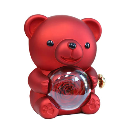 🌹 GlowGift RoseTreasure Box – Eternal Rose Teddy Bear with Rotating Jewelry Surprise