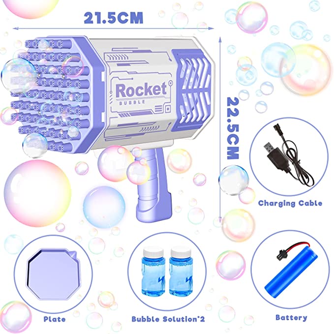 🫧 GlowPop BubbleBlaster – 69-Hole Bubble Gun with Lights & Fan