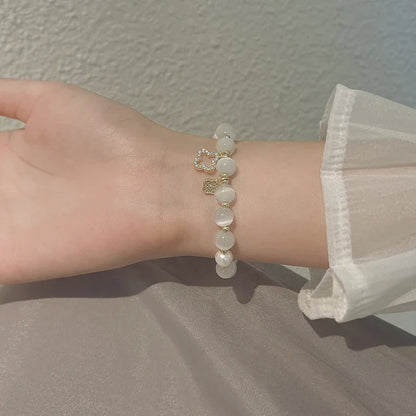 ✨ GlowCharm FortunaBloom – Natural Crystal & White Opal Bracelet