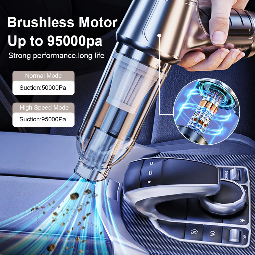 🚗 GlowDrive TurboClean Max – 2-in-1 Wireless Car Vacuum Cleaner & Blower (95,000PA)