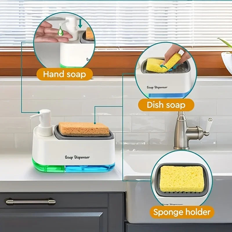 GlowClean - 3-in-1 Dual Soap Dispenser Set