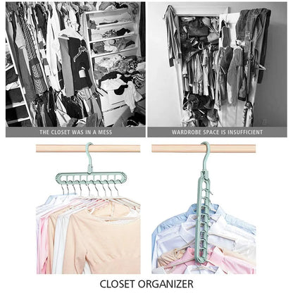 👔 GlowHome SpaceMax 9-in-1 Smart Hanger – Rotating Multi-Hole Closet Organizer