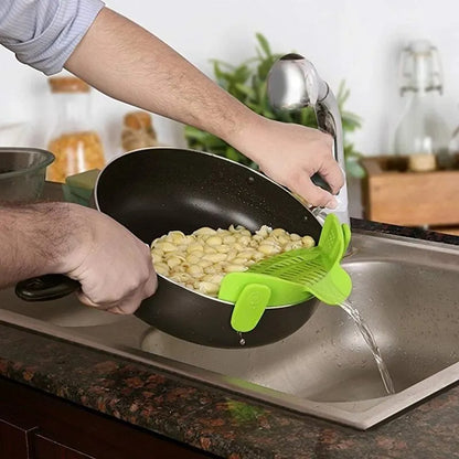 GlowKitchen ClipDrain – Universal Silicone Clip-On Pot Strainer