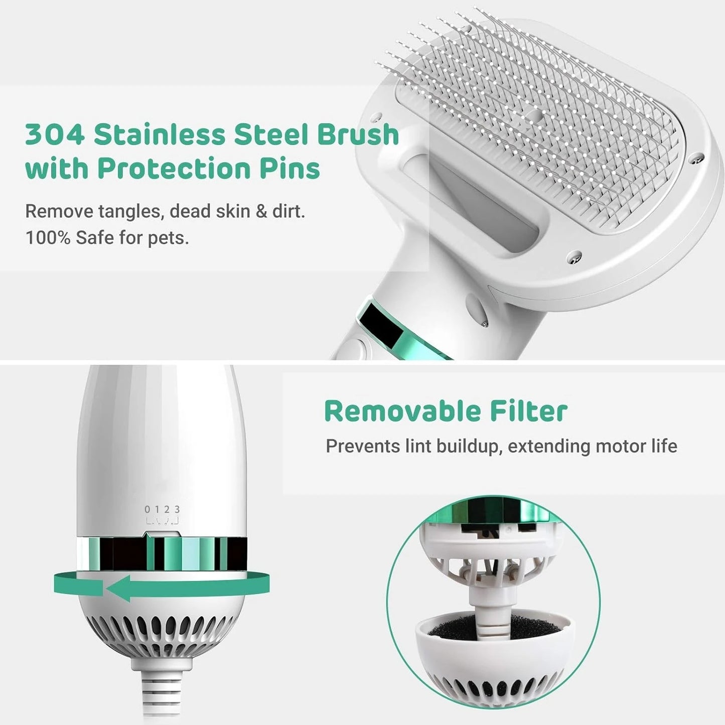🐶 GlowPet DryBrush Pro – 2-in-1 Pet Grooming Dryer & Detangling Brush