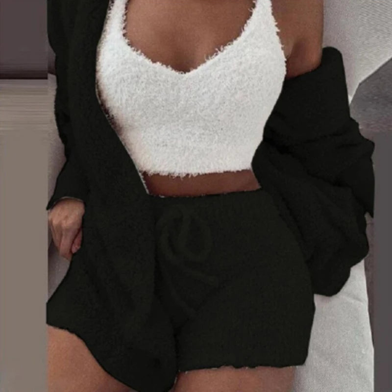🛋️ GlowLuxe CozySet – 3-Piece Women’s Knit Pajama Lounge Set
