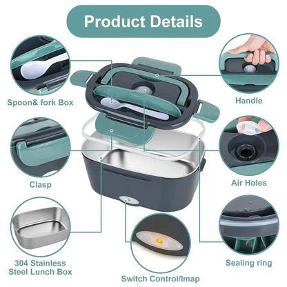 🍱 GlowHeat MealMate – 2-in-1 Electric Heating Lunch Box with Thermal Bag
