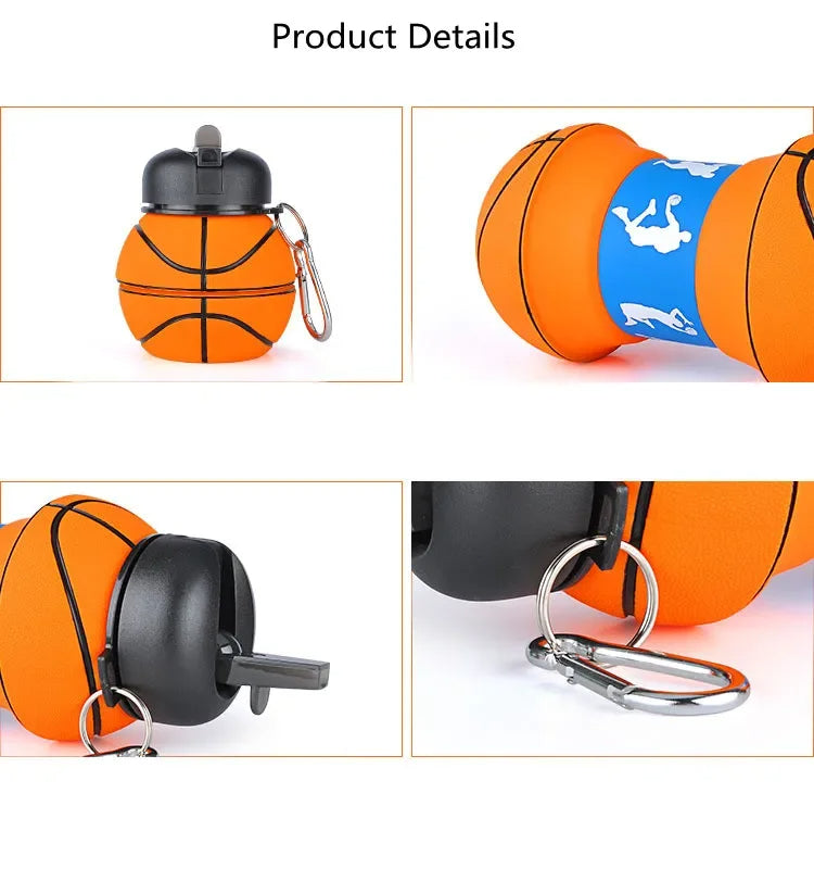 🏀 GlowHydrate SportFlex – Foldable Sports Ball Silicone Water Bottle
