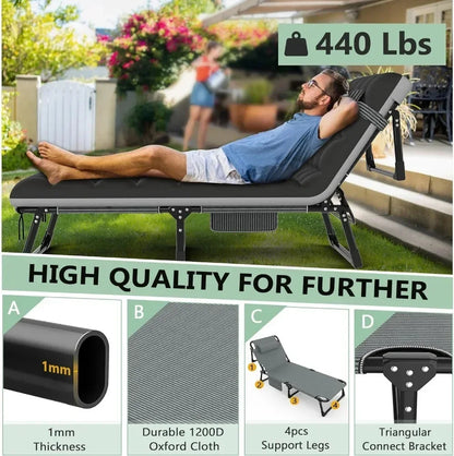 🏕 GlowEscape FlexRest Max – 3-in-1 Folding Camping Bed, Chair & Recliner with Cushion