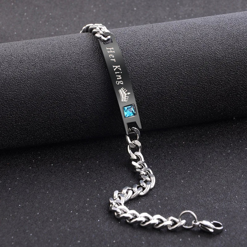 👑 GlowBond RoyalLink – "Her King & His Queen" Couple Bracelets