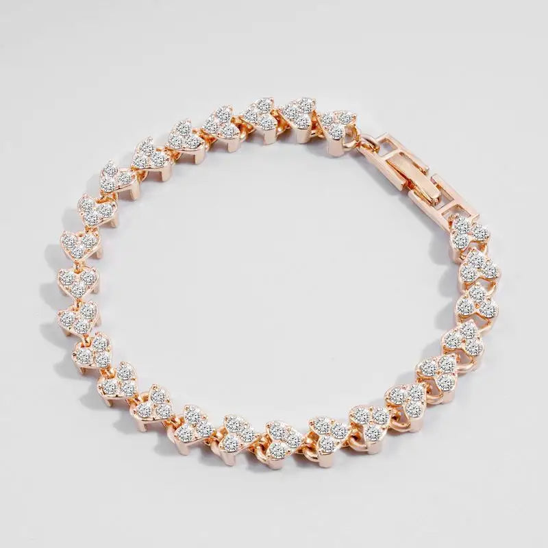 💎 GlowCharm LuxeLink – Roman Crystal Geometric Chain Bracelet