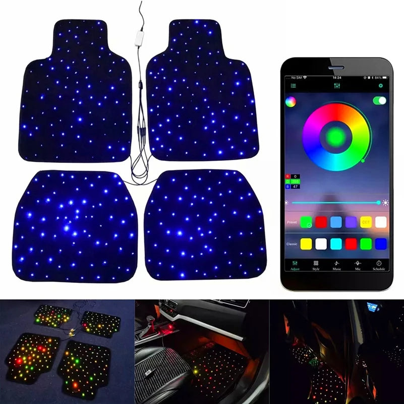GlowDrive StarFloor FX – LED Fiber Optic Starlight Car Mats with App & Remote Control
