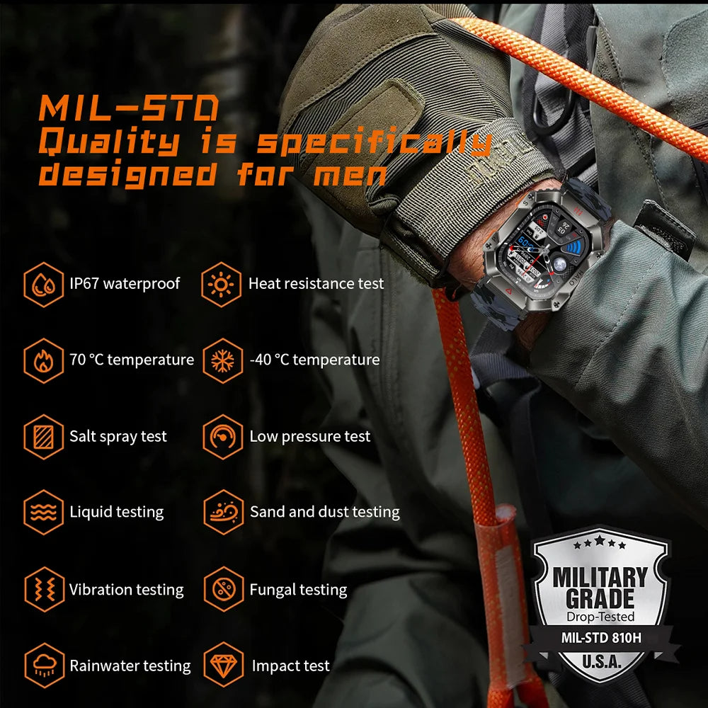 ⌚ GlowForce TitanX – Rugged Military Smartwatch for Men