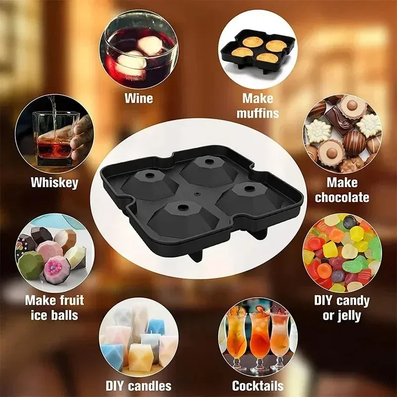 🧊 GlowHome ChillCraft Molds – Round, Square & Diamond Silicone Ice Makers
