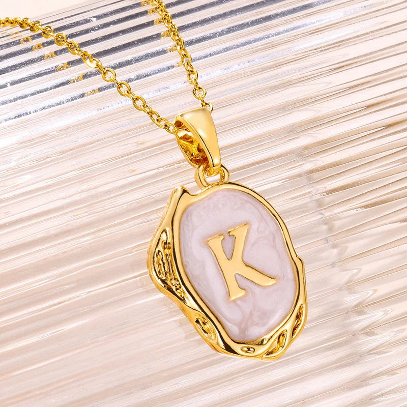 ✨ GlowLuxe AlphaGold Necklace – A–Z Gold Plated Initial Pendant on Snake Chain