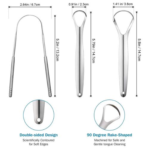 👅 GlowCare PureTongue – Stainless Steel Tongue Scraper with Double Handle Grip