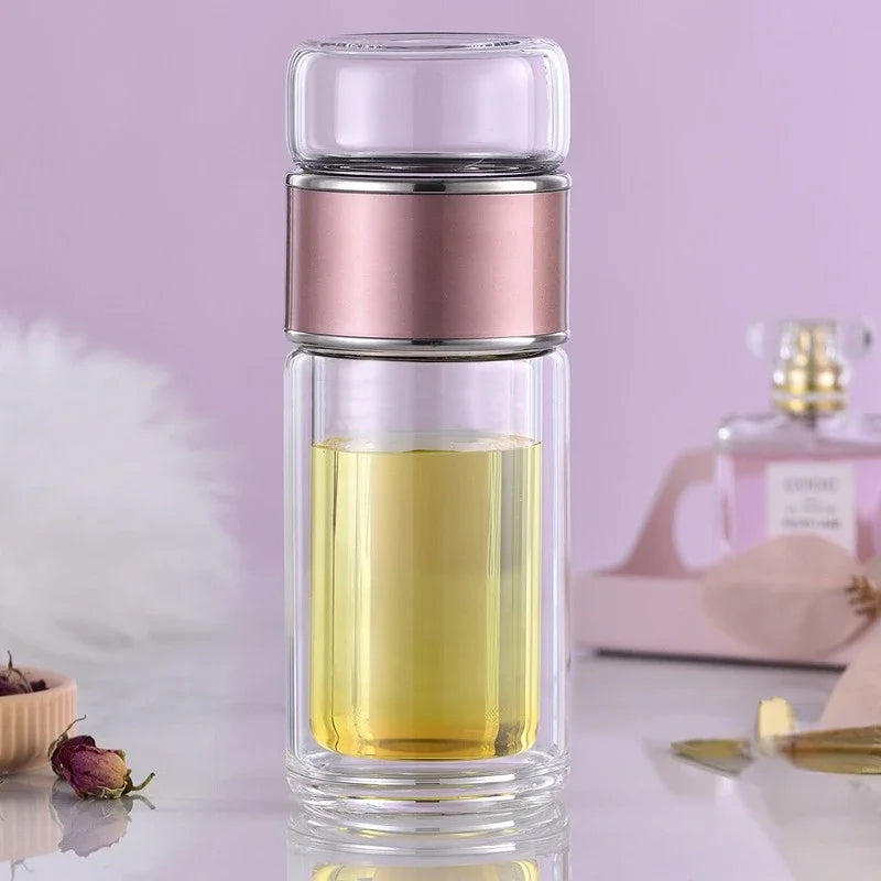 🍵 GlowSip InfuseGlass – Double-Layer Tea Infuser Bottle