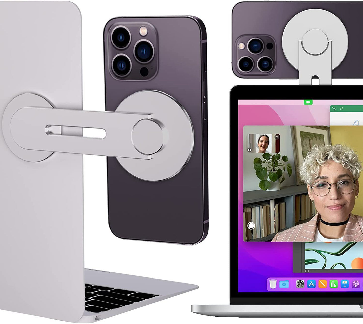 📱 GlowTech SnapSide Pro – Foldable Magnetic Laptop Phone Holder for MagSafe & All Smartphones