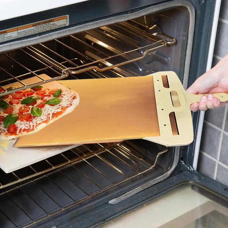 🍕 GlowKitchen SlideStone – Natural Wooden Sliding Pizza Peel