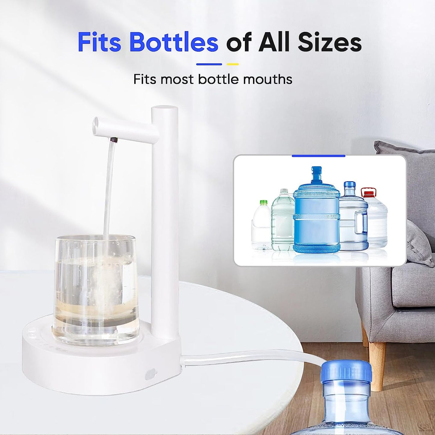💧 GlowHydrate DeskFlow – USB-Charged Electric Water Dispenser for 5-Gallon Bottles
