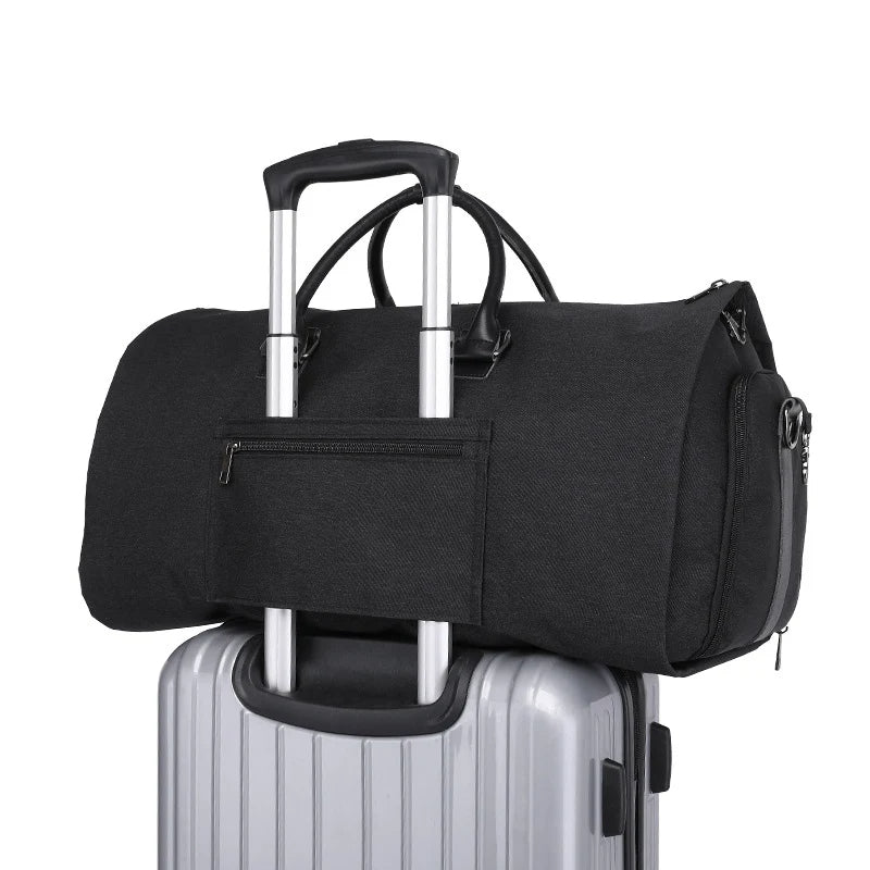 🧳 GlowTravel JetForm 2-in-1 – Convertible Duffel & Hanging Garment Bag (PU Leather, Carry-On Size)