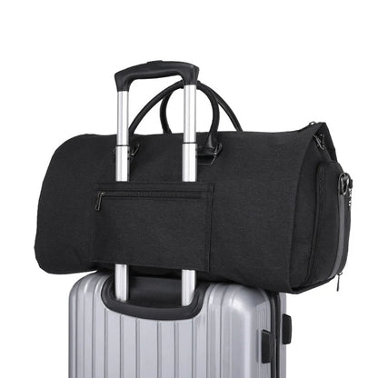 🧳 GlowTravel JetForm 2-in-1 – Convertible Duffel & Hanging Garment Bag (PU Leather, Carry-On Size)