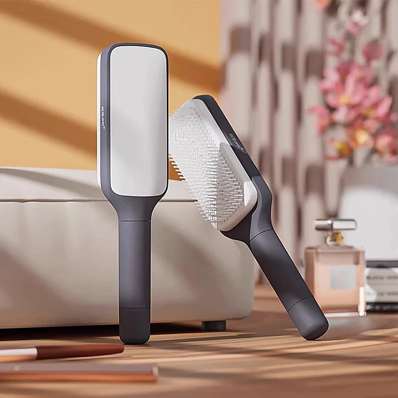💆 GlowBrush CleanEase – Self-Cleaning Anti-Static Hairbrush with Scalp Massage Cushion
