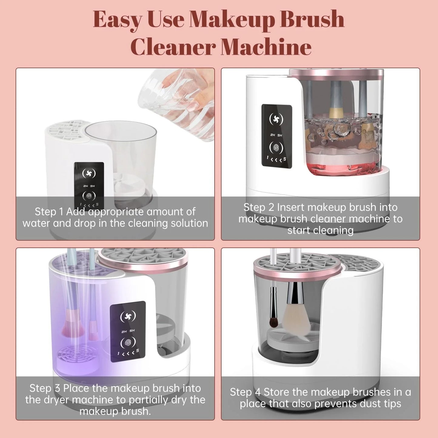 💅 GlowBeauty CleanSpin Pro – 3-in-1 Electric Makeup Brush Cleaner, Dryer & Holder